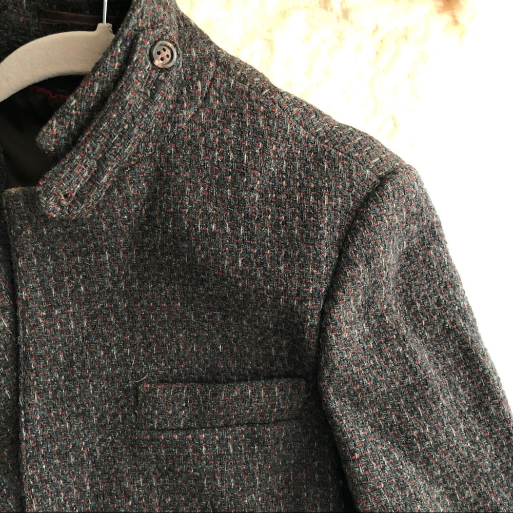 Vintage Wool Blazer with Button Tab Neck